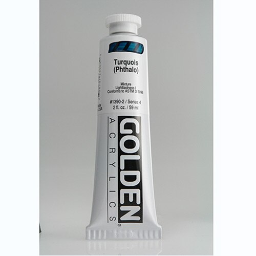 Golden, Heavy Body, Acrylic, Paint, 2oz, Turquoise (Phthalo)